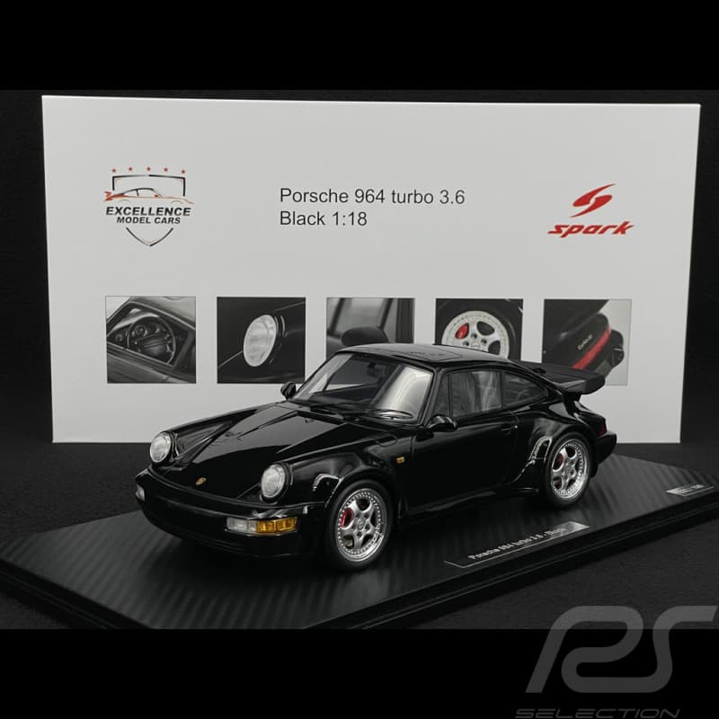 Porsche 911 Type 964 Turbo 3.6 1993 — Noir, miniature Spark à l'échelle 1:18