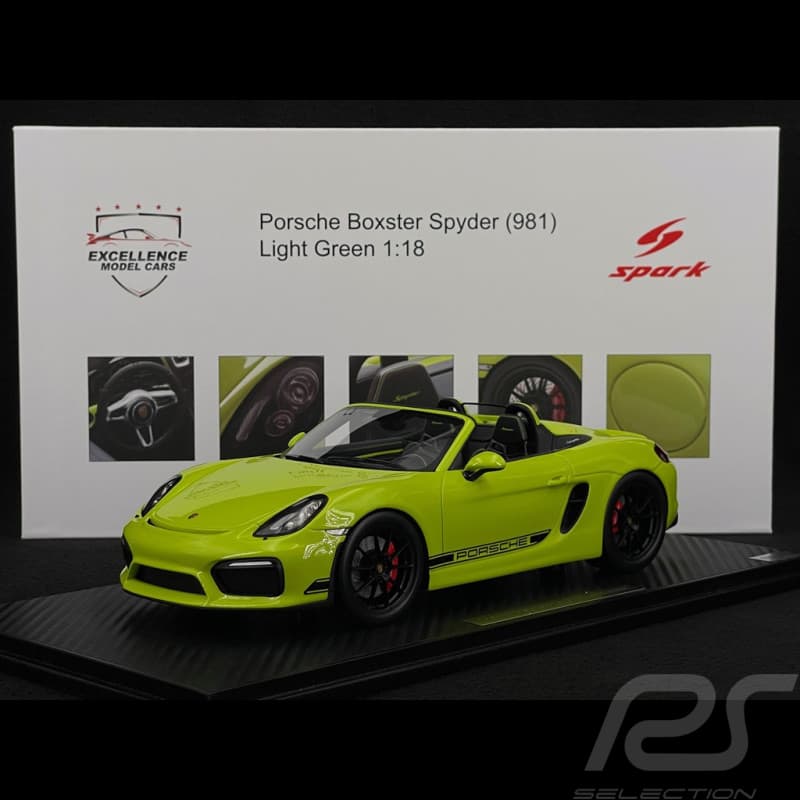 Porsche Boxster Spyder Type 981 « Kiwi » 2016 — Vert Lumière, miniature Spark à l'échelle 1:18
